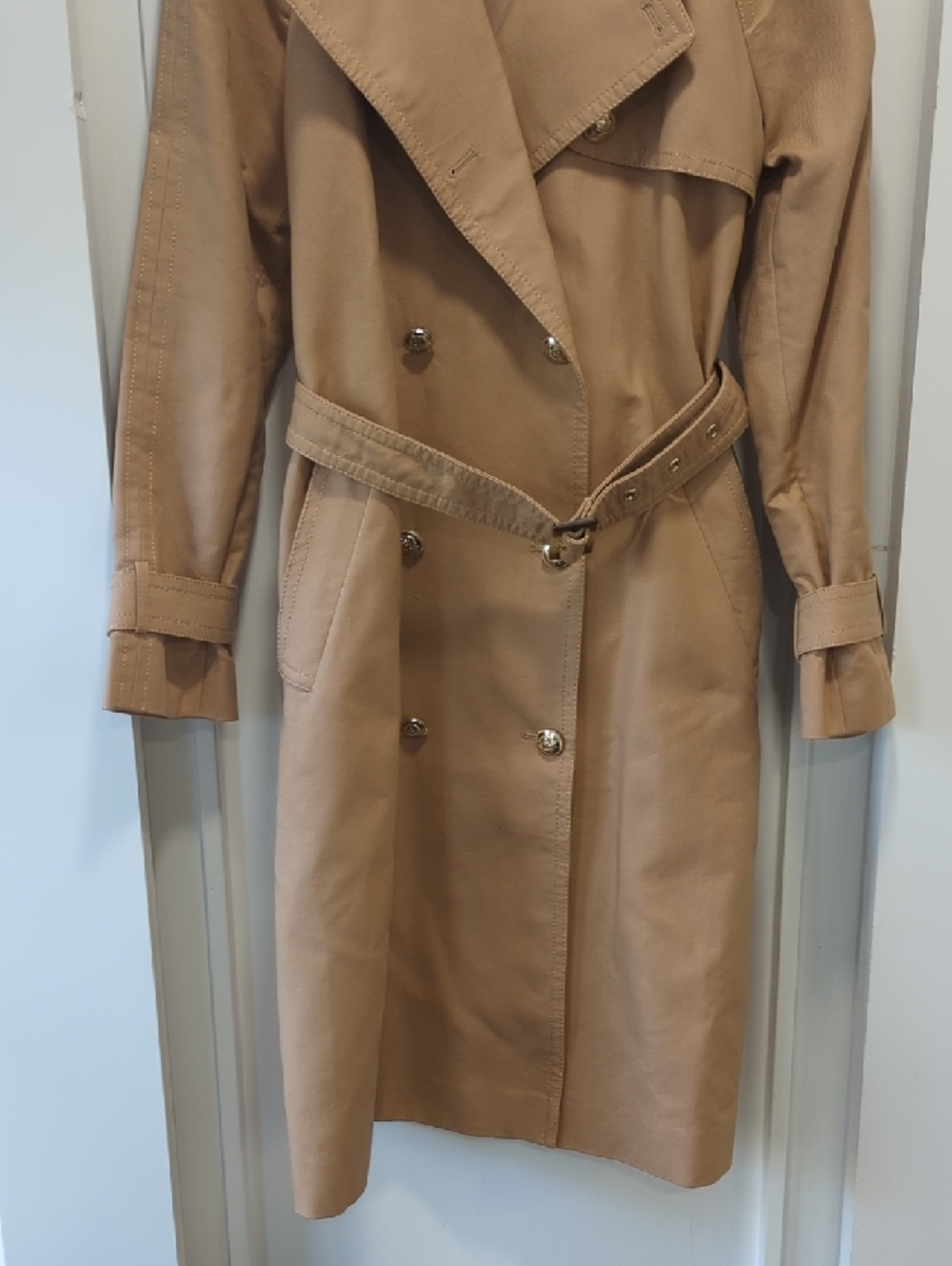 Ann Taylor Double Breasted Camel Trench Coat with Belt Size Small - Picture 4 of 12